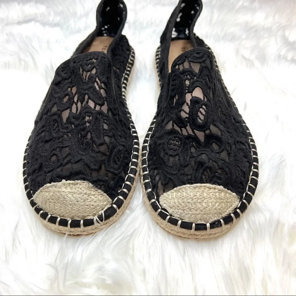 Torrid Black Lace Espadrille Flat 11.5W slip on Wide